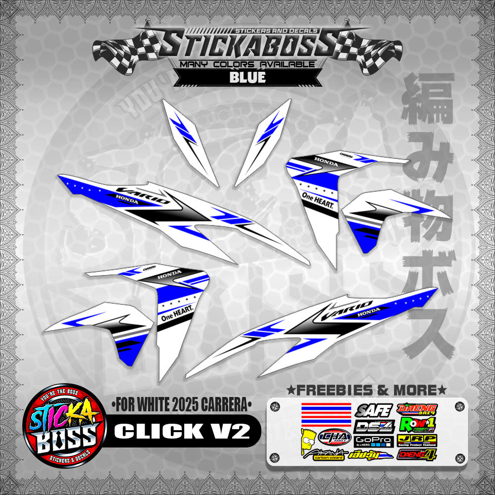 CLICK V2 STICKER DECALS ( FOR WHITE 2025 CARRERA )【WITH FREEBIES】