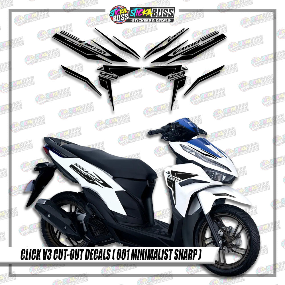CLICK V3 CUT-OUT DECALS ( 001 MINIMALIST SHARP )【Stickaboss】
