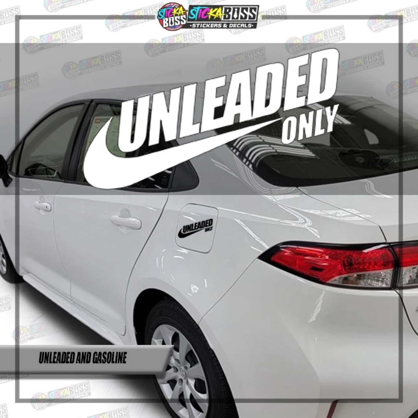 UNLEADED AND GASOLINE ( VINYL CUT-OUT STICKER DECALS )【Stickaboss】