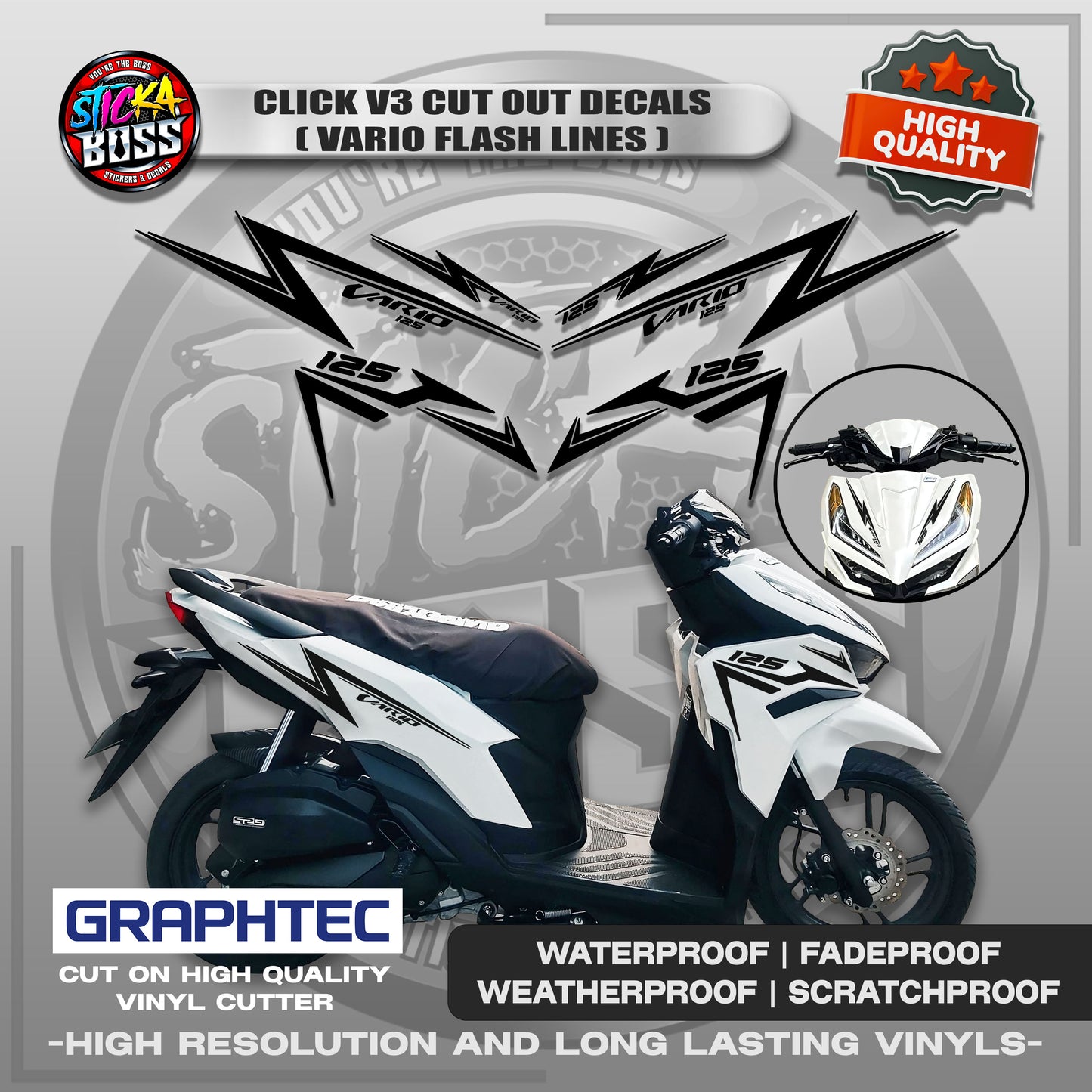 CLICK V3 CUT OUT DECALS ( VARIO FLASH LINES ) | VINYL WATERPROOF CUT-OUT STICKER DECALS