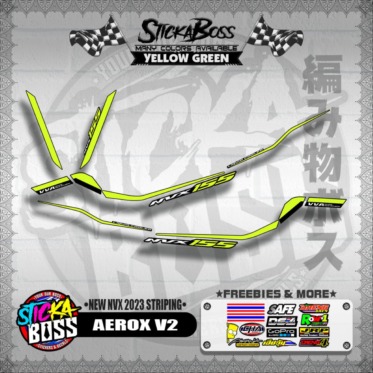 AEROX V2 MALAYSIAN DECALS ( NEW NVX 2023 STRIPING )【WITH FREEBIES】