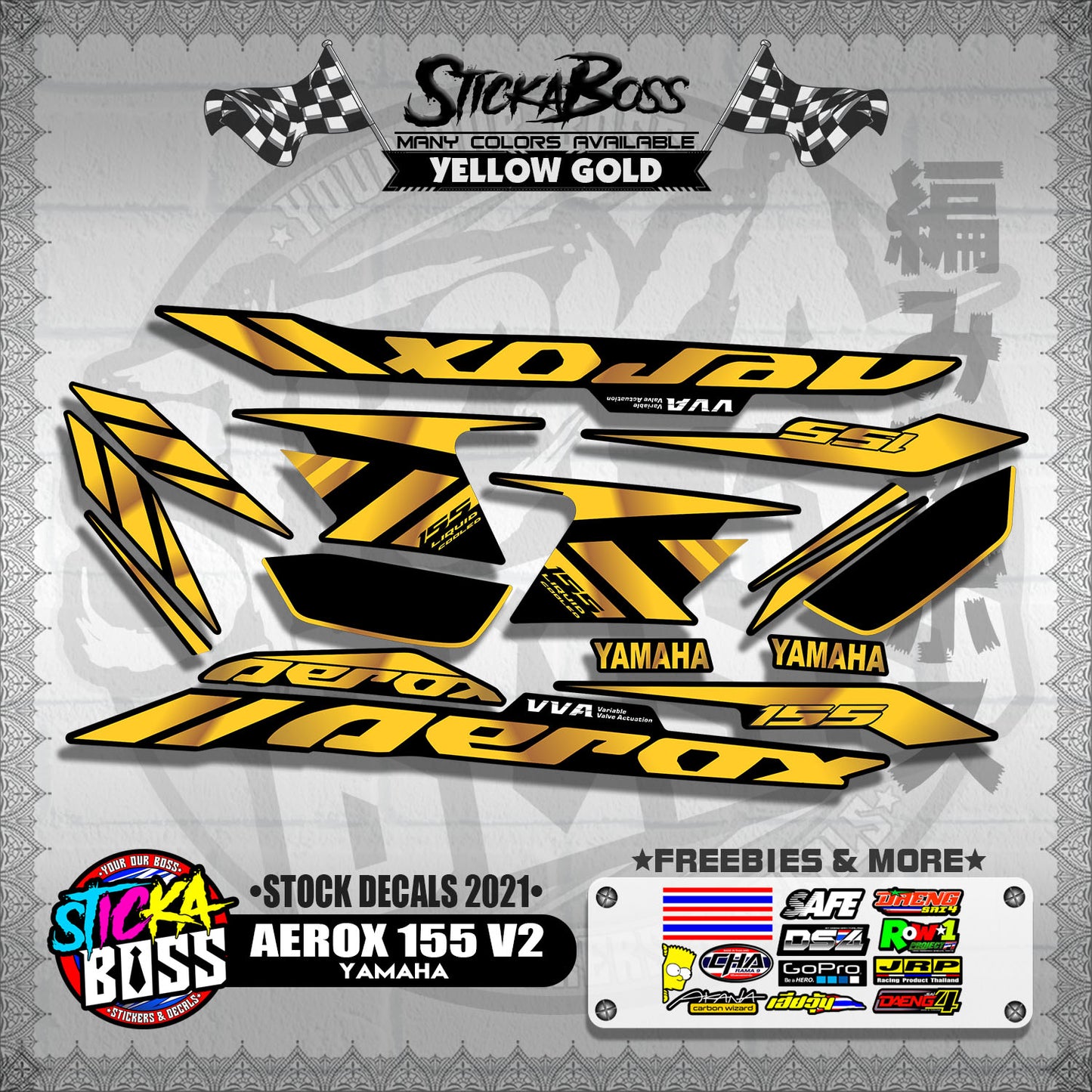 AEROX 155 V2 ( STOCK DECALS 2021 )【WITH FREEBIES】