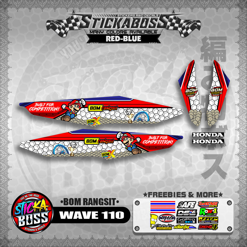 WAVE 110 DECALS ( BOM RANGSIT )【WITH FREEBIES】