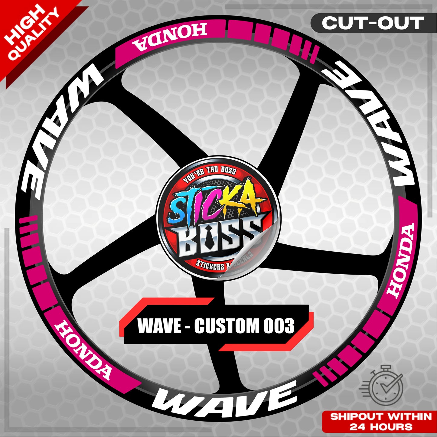 WAVE 110 / 125 MAG STICKER SET ( 2 MAGS ) - CUSTOM 003 | VINYL WATERPROOF CUT-OUT DECALS