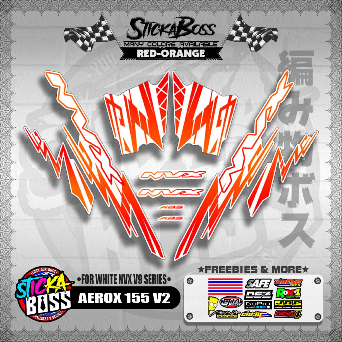 AEROX 155 V2 DECALS ( FOR WHITE NVX V9 SERIES )【WITH FREEBIES】