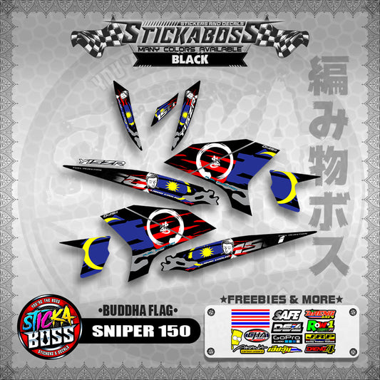 SNIPER 150 MALAYSIAN STICKER DECALS ( BUDDHA FLAG )【WITH FREEBIES】