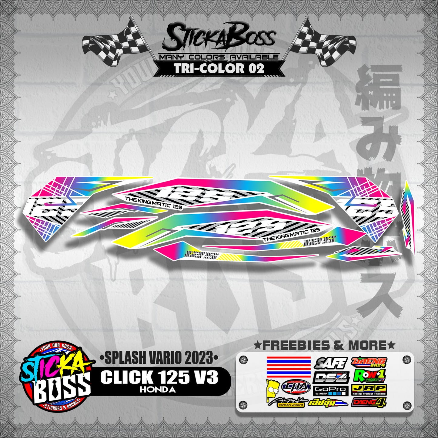 CLICK 125 V3 STOCK DECALS ( SPLASH VARIO 2023 )【WITH FREEBIES】