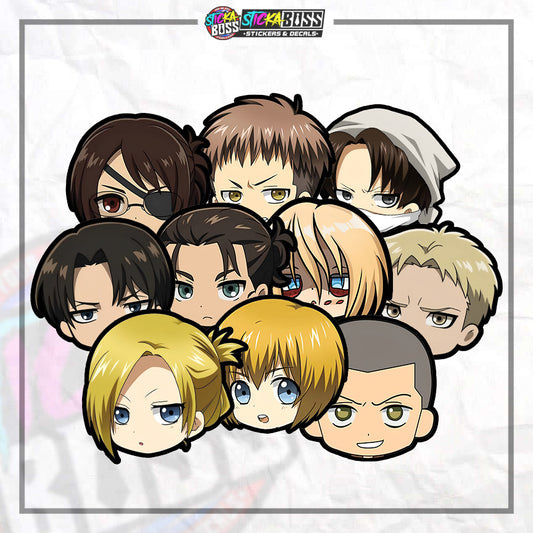 ATTACK ON TITAN| ANIME STICKER HEADS ( ANIME VINYL STICKER DECALS )【Stickaboss】 (Copy)