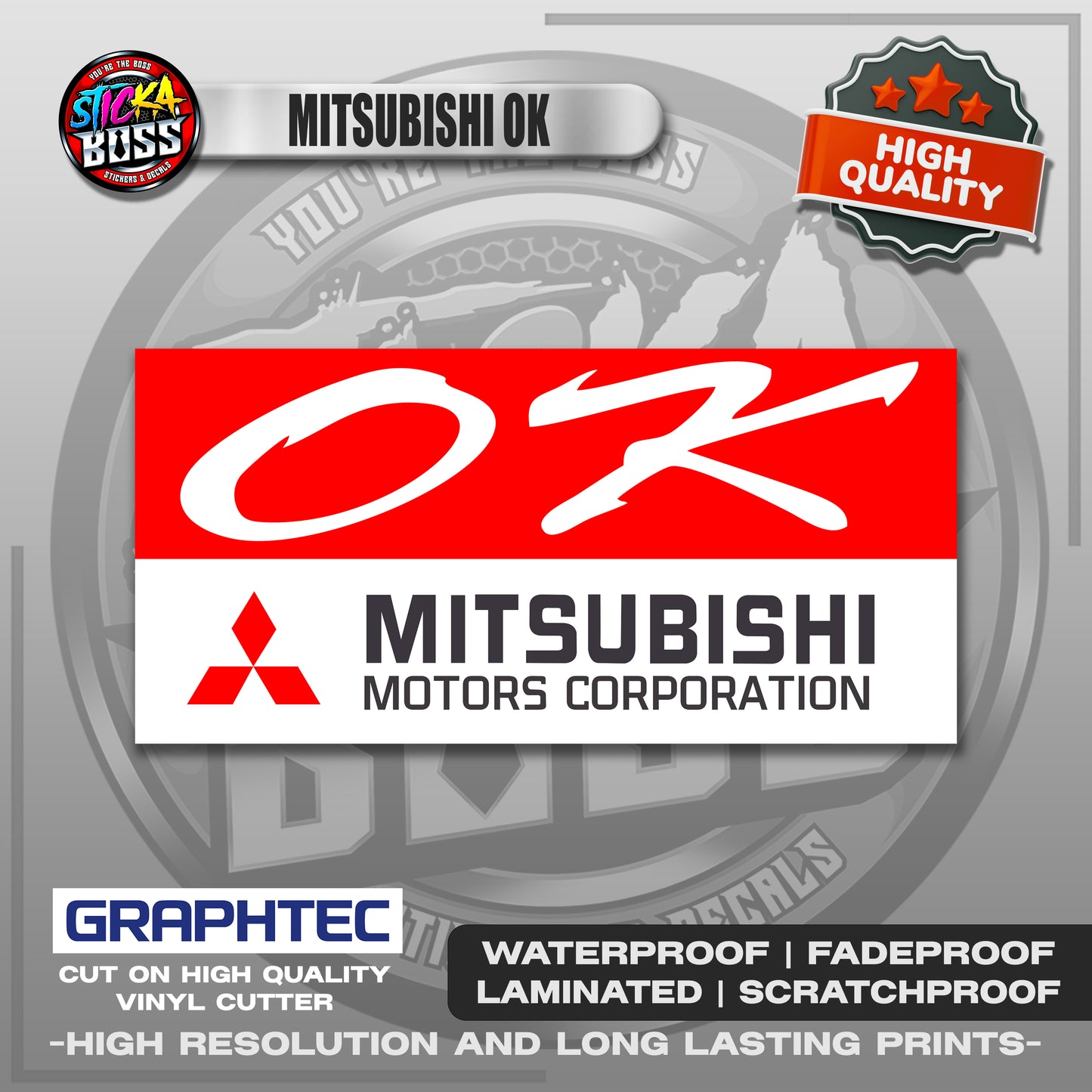 MITSUBISHI OK | VINYL WATERPROOF STICKER | PREMIUM LAMINATED【PRINTED】