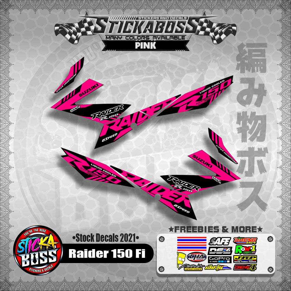 Suzuki Raider 150 Fi Stock Decals 2021 (PINK)【PREMIUM GLOSSY LAMINATED】
