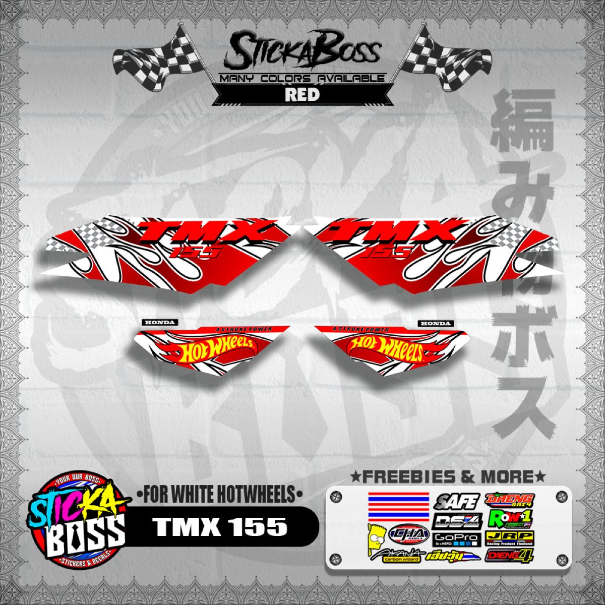 TMX 155 DECALS ( FOR WHITE HOTWHEELS )【WITH FREEBIES】