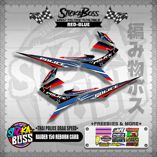 RAIDER 150 REBORN CARB DECALS ( THAI POLICE DRAG SPEED )【WITH FREEBIES】