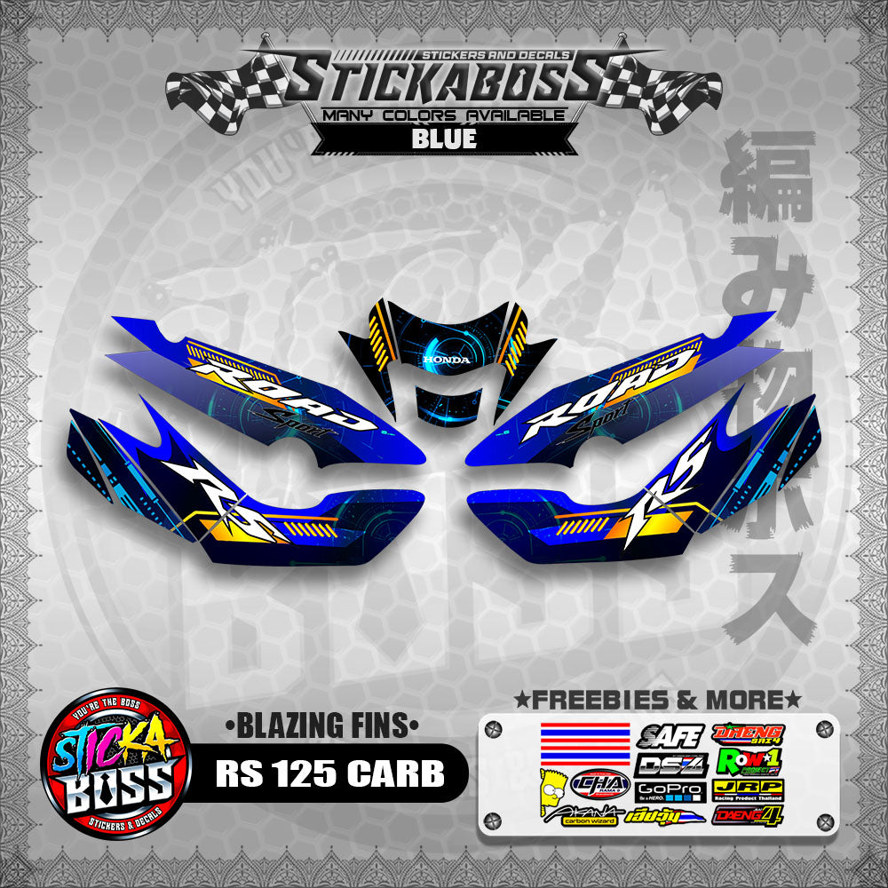 RS 125 CARB STICKER DECALS ( BLAZING FINS )【WITH FREEBIES】