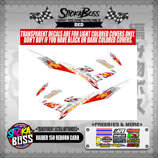 RAIDER 150 REBORN CARB DECALS ( TRANSPARENT SATRIA HOTWHEELS )【WITH FREEBIES】