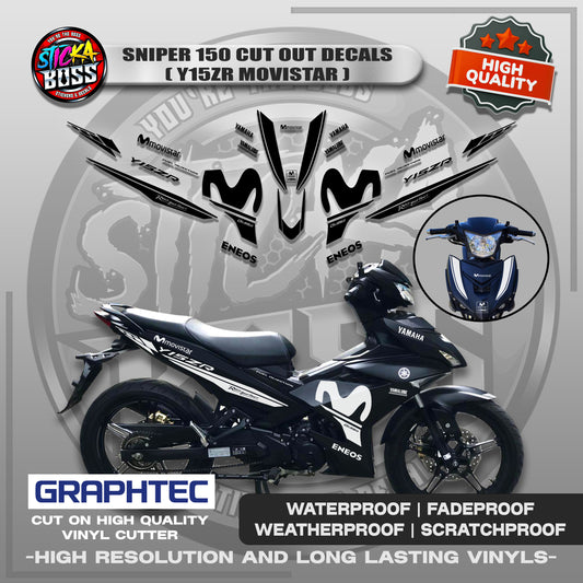 SNIPER 150 CUT OUT DECALS ( Y15ZR MOVISTAR ) | VINYL WATERPROOF CUT-OUT STICKER DECALS