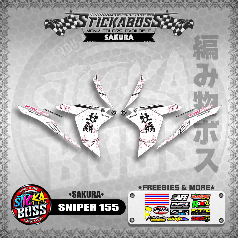 SNIPER 155 STICKER DECALS (SAKURA) 【WITH FREEBIES】