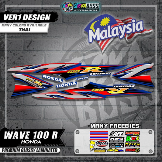 HONDA WAVE 100 R MALAYSIAN DECALS (Ver1 Design)【WITH FREEBIES】