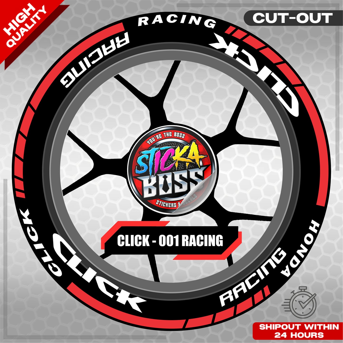 CLICK 125 / 150 / 160 MAGS STICKER SET ( 2 MAGS ) - 001 RACING | VINYL WATERPROOF CUT-OUT DECALS