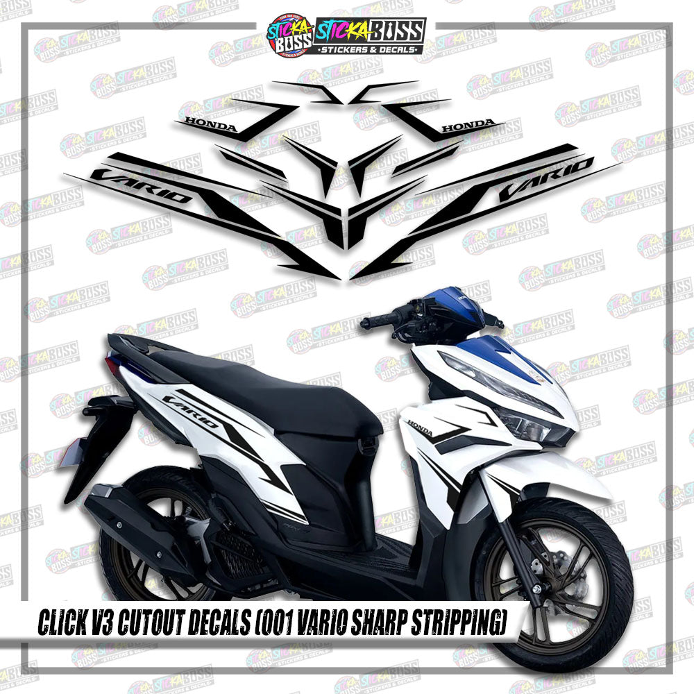 CLICK V3 CUT-OUT DECALS ( 001 VARIO SHARP STRIPPING )【Stickaboss】