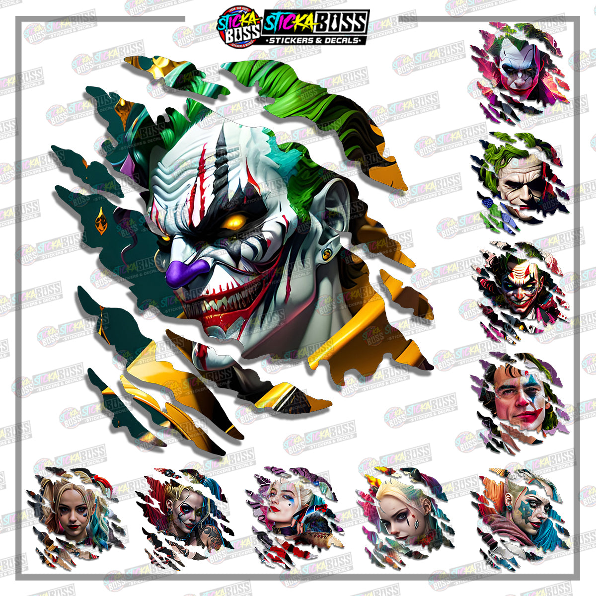 JOKER&HARLEY QUINN | ANIME SCRATCH STICKER【VINYL PRINTED】( LAMINATED / WATERPROOF )【Stickaboss】