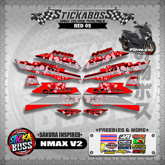 NMAX V2 STICKER DECALS ( SAKURA INSPIRED )【WITH FREEBIES】