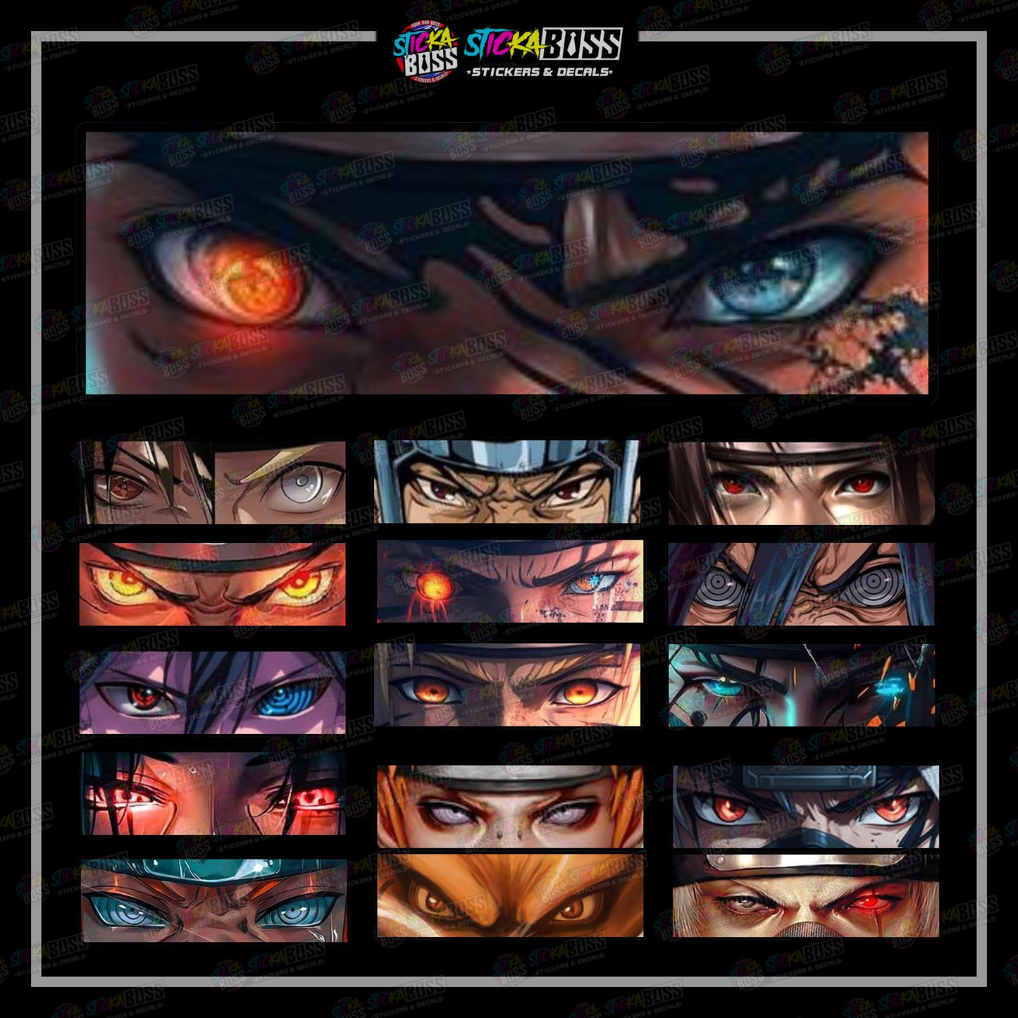 NARUTO PART 1 | ANIME EYE SLAP STICKER【VINYL PRINTED】( LAMINATED / WATERPROOF )