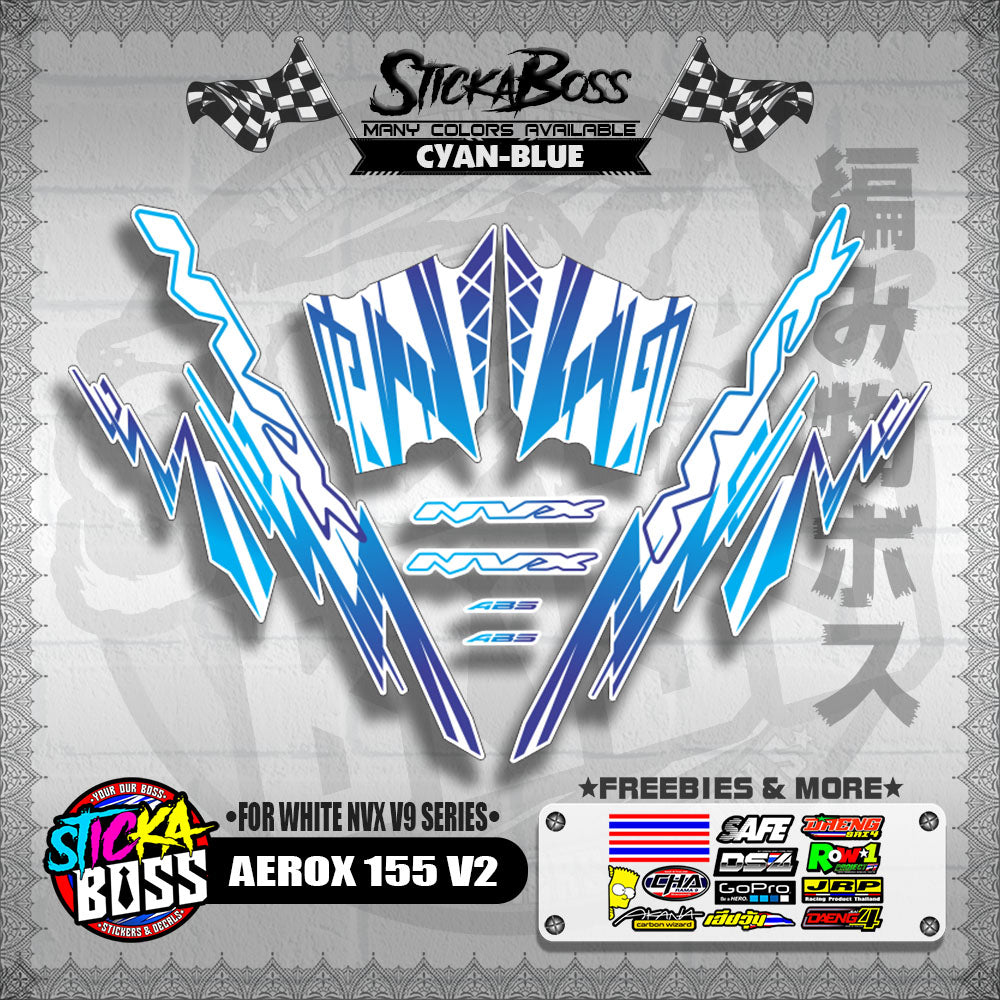 AEROX 155 V2 DECALS ( FOR WHITE NVX V9 SERIES )【WITH FREEBIES】