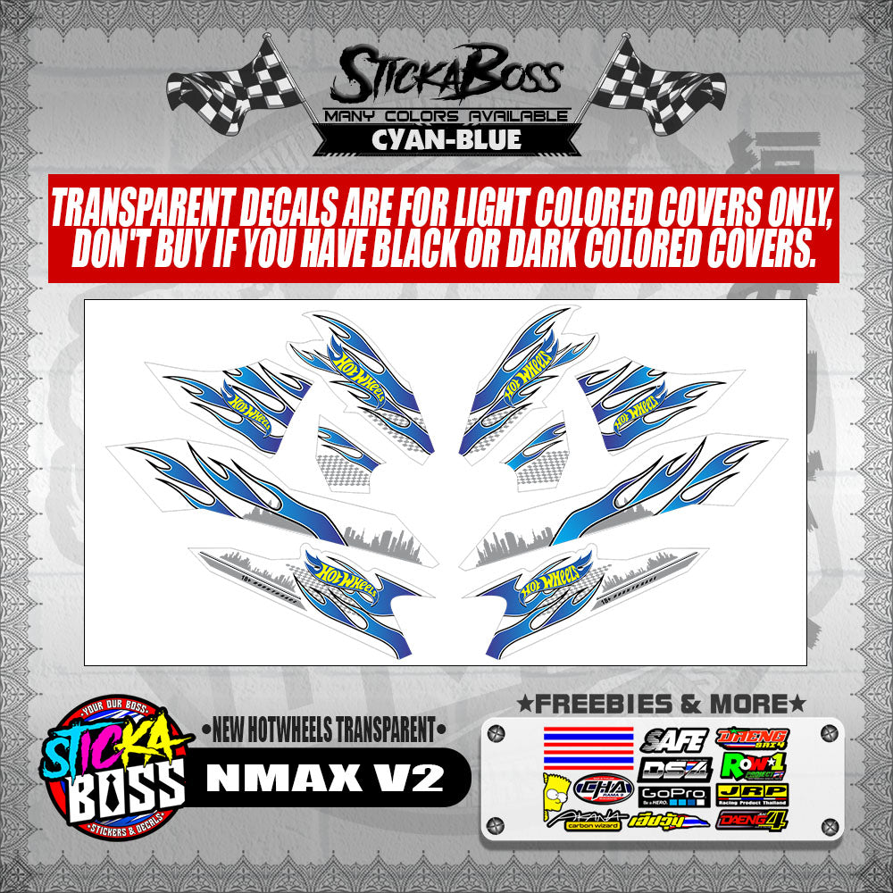 NMAX V2 DECALS ( NEW HOTWHEELS TRANSPARENT )【WITH FREEBIES】
