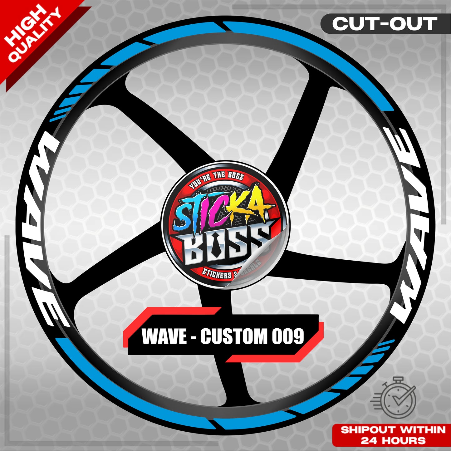 WAVE 110 / 125 MAG STICKER SET ( 2 MAGS ) - CUSTOM 009 | VINYL WATERPROOF CUT-OUT DECALS