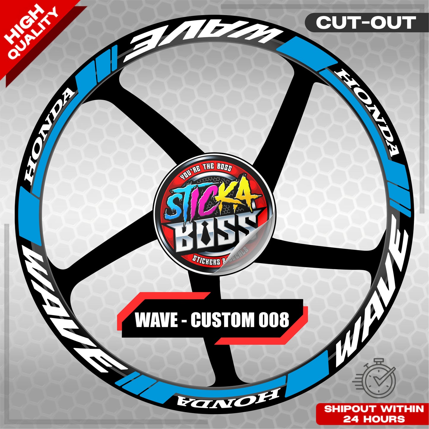 WAVE 110 / 125 MAG STICKER SET ( 2 MAGS ) - CUSTOM 008 | VINYL WATERPROOF CUT-OUT DECALS