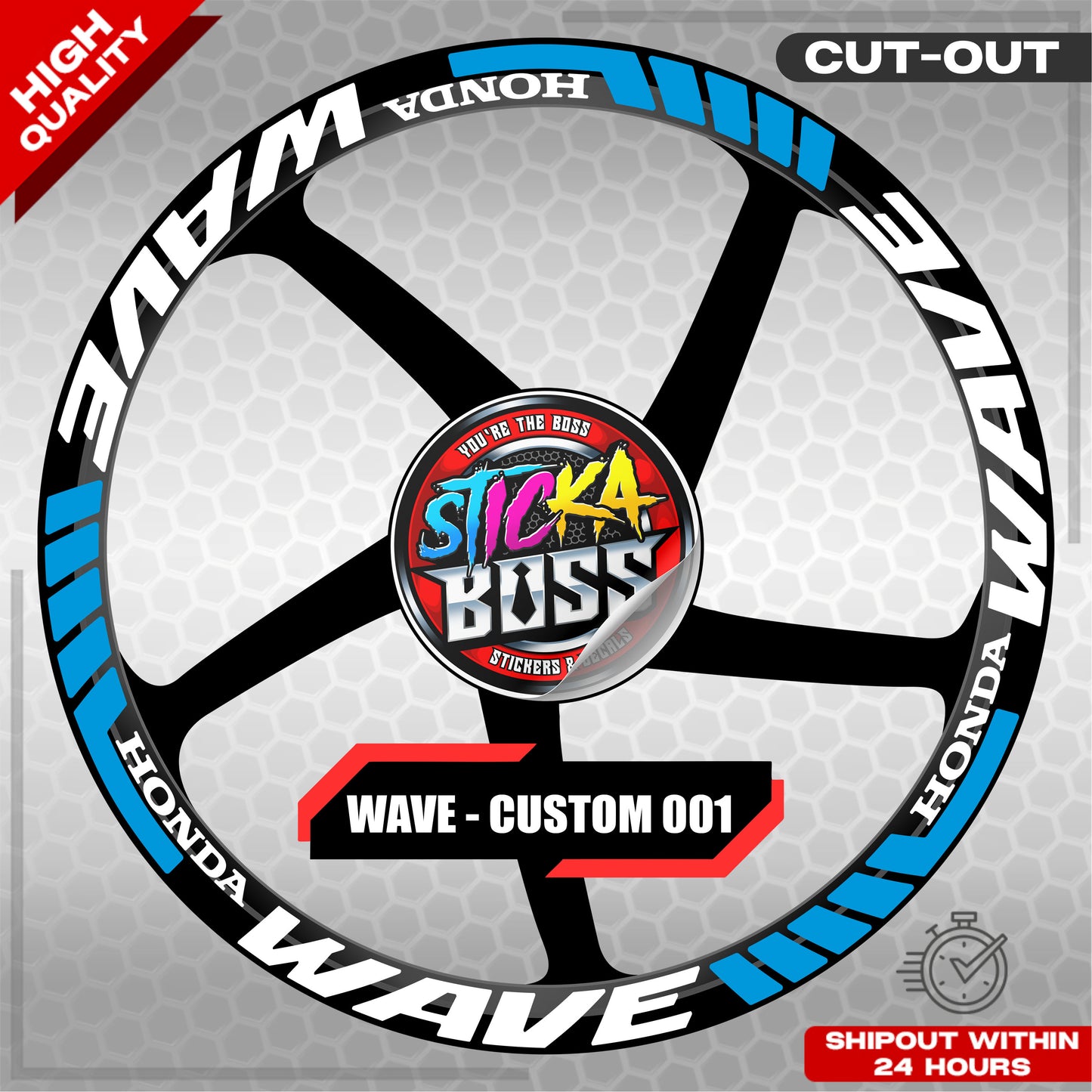 WAVE 110 / 125 MAG STICKER SET ( 2 MAGS ) - CUSTOM 001 | VINYL WATERPROOF CUT-OUT DECALS