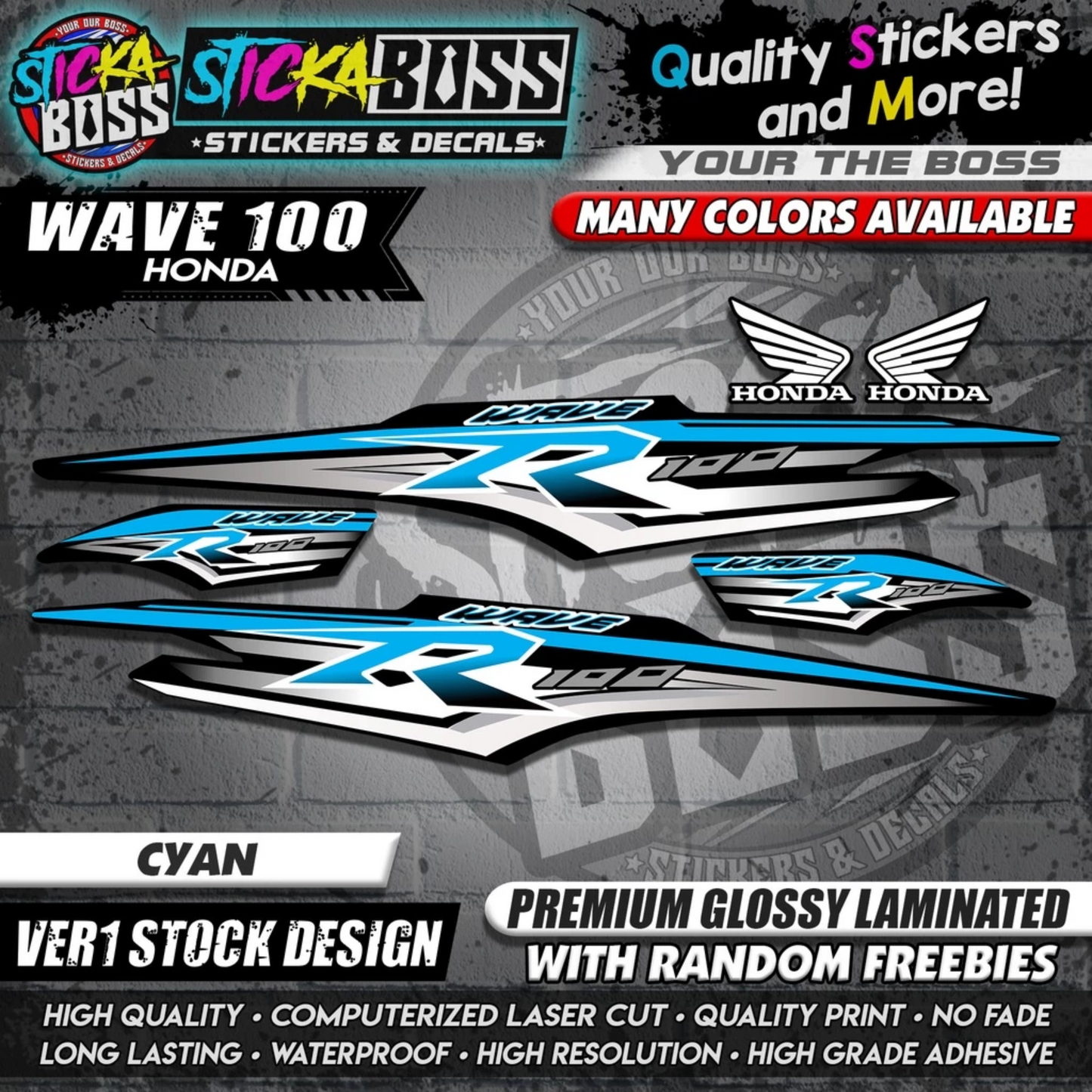 HONDA WAVE 100 R DECALS (Ver1 Stock Design)【WITH FREEBIES】