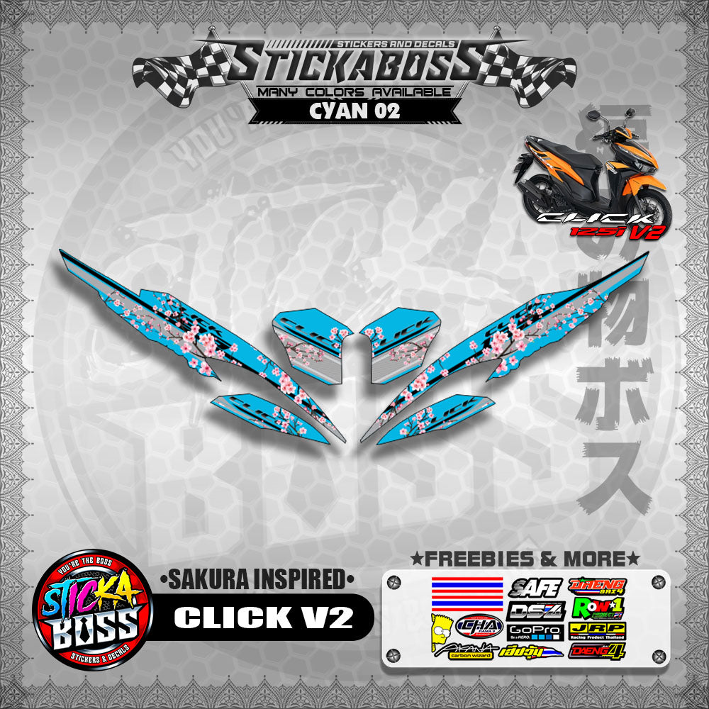 CLICK V2 STICKER DECALS ( SAKURA INSPIRED )【WITH FREEBIES】