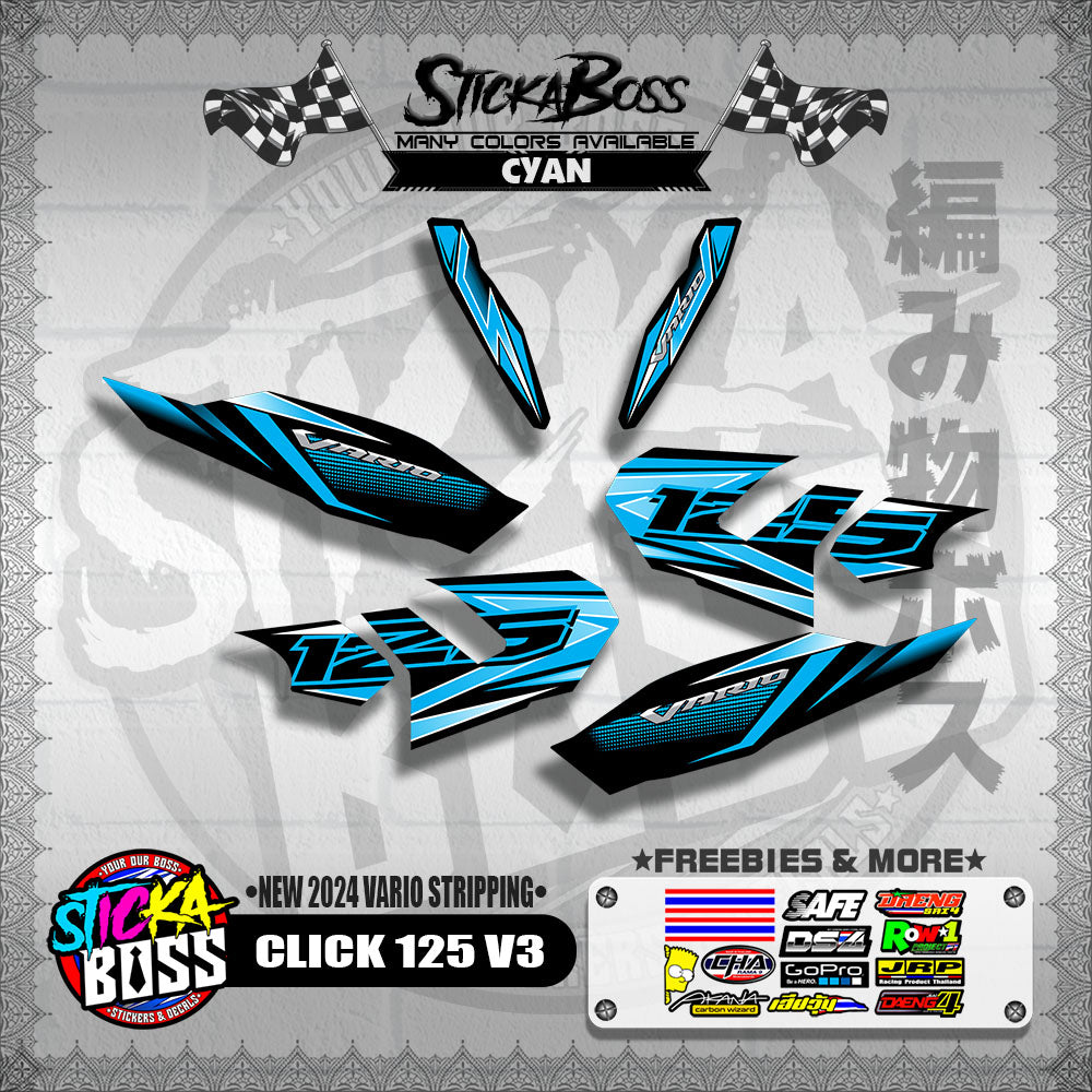 CLICK 125 V3 DECALS ( NEW 2024 VARIO STRIPPING )【WITH FREEBIES】