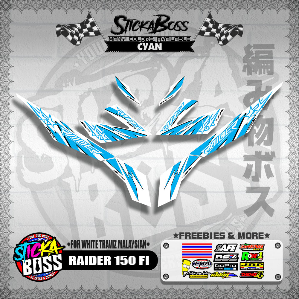 RAIDER 150 FI DECALS ( FOR WHITE TRAVIZ MALAYSIAN )【WITH FREEBIES】