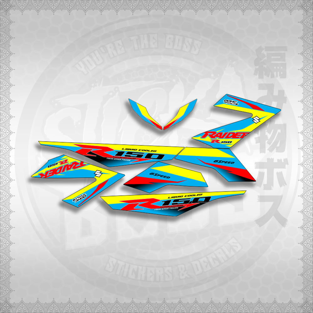 RAIDER 150 FI R150 BLAZE COLOR STICKER DECALS By STICKABOSS (SOFIE LAMINATED WATERPROOF)