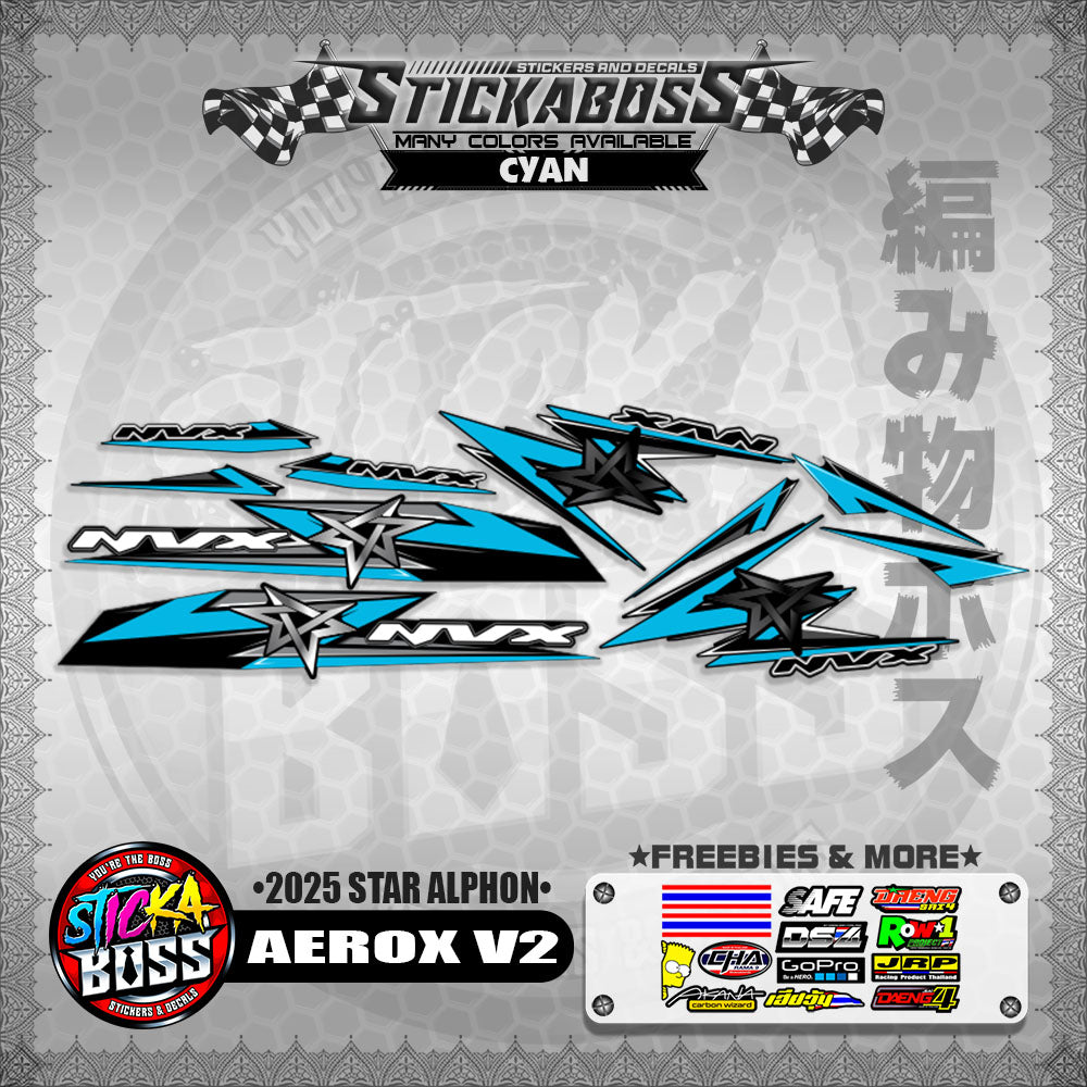 AEROX V2 INDO STICKER DECALS ( 2025 STAR ALPHON )【WITH FREEBIES】