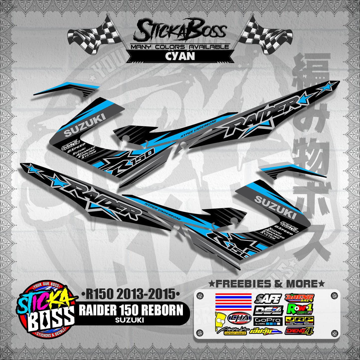 RAIDER 150 REBORN STOCK DECALS ( R150 2013 - 2015 )【WITH FREEBIES】
