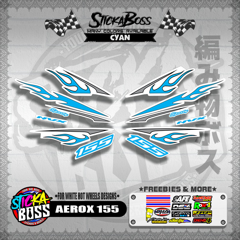 AEROX 155 DECALS ( FOR WHITE HOT WHEELS DESIGNS )【WITH FREEBIES】