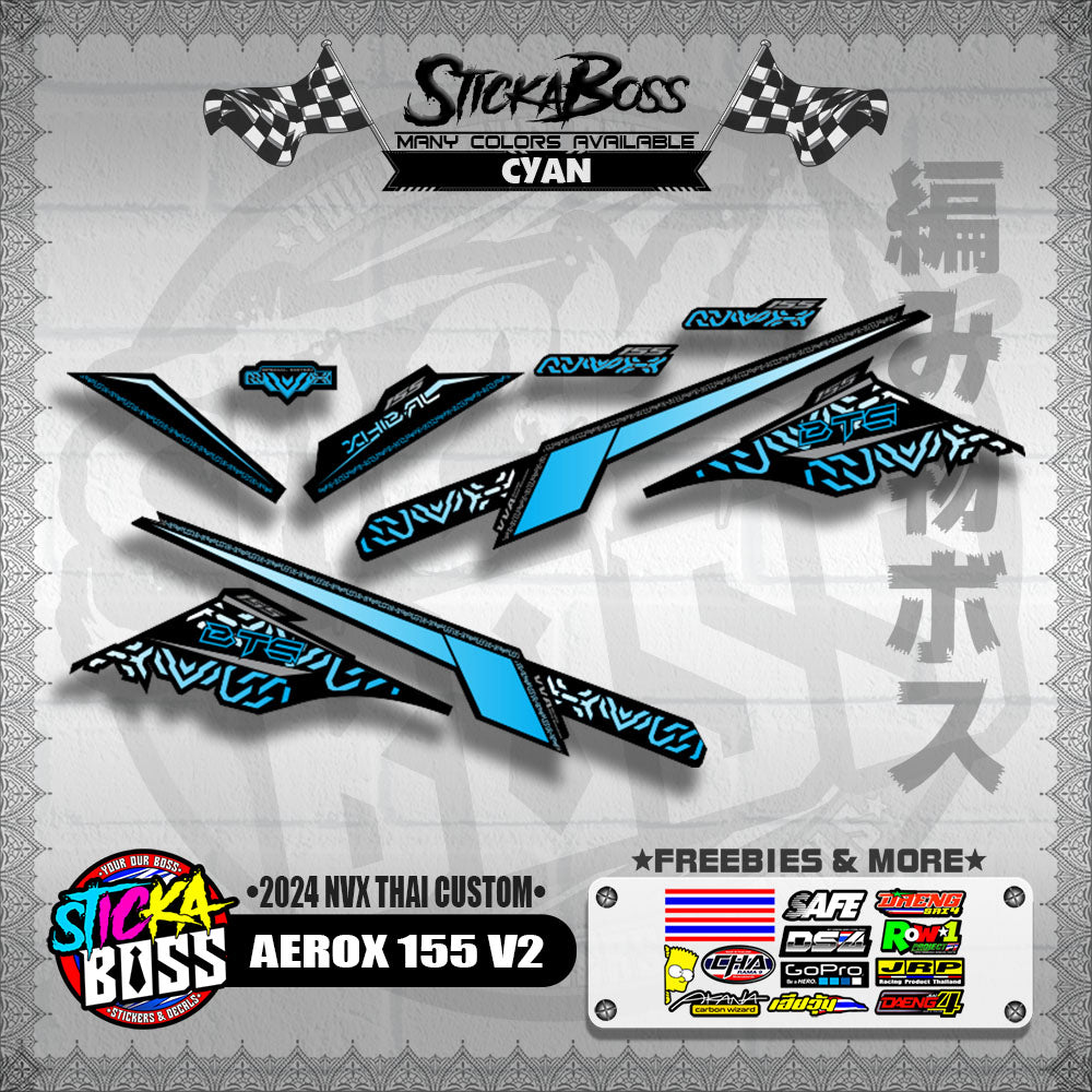 AEROX 155 V2 DECALS ( 2024 NVX THAI CUSTOM )【WITH FREEBIES】