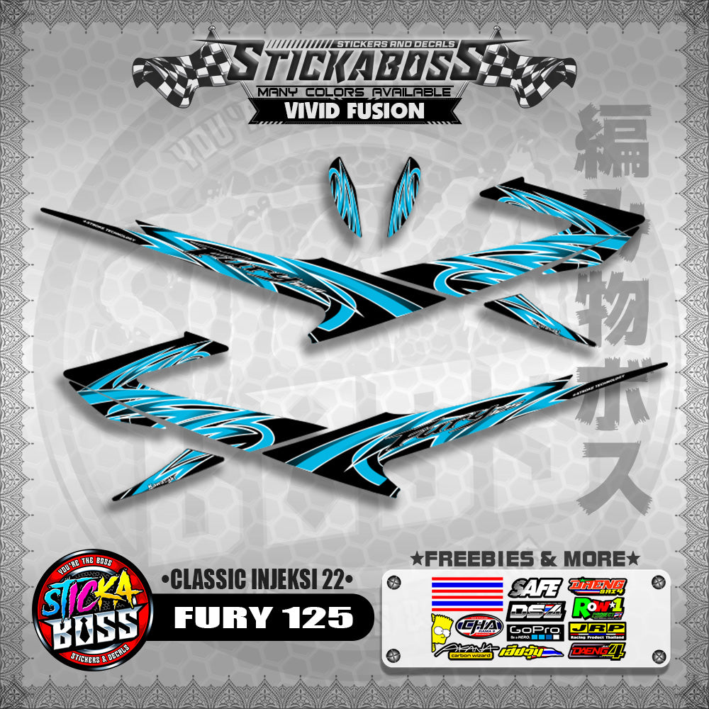 FURY 125 STICKER DECALS ( CLASSIC INJEKSI 22 )【WITH FREEBIES】