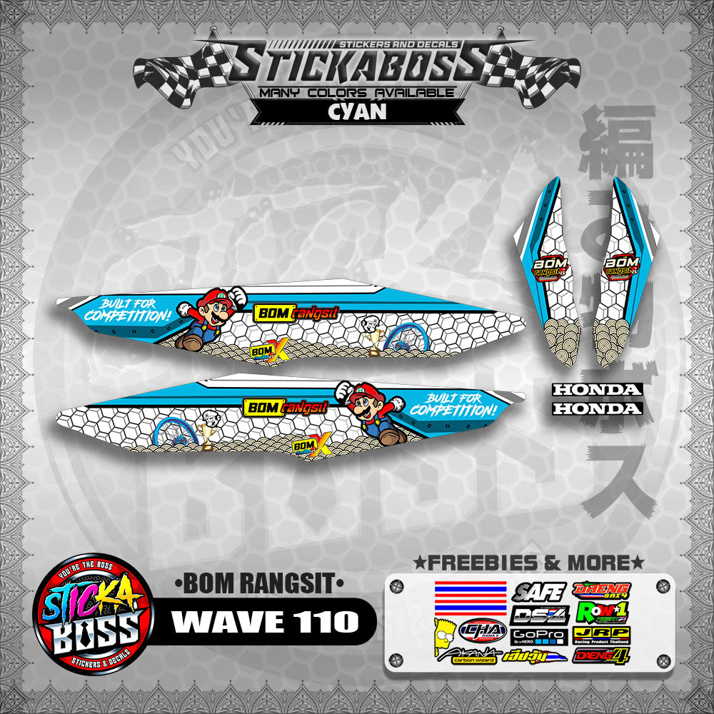 WAVE 110 DECALS ( BOM RANGSIT )【WITH FREEBIES】