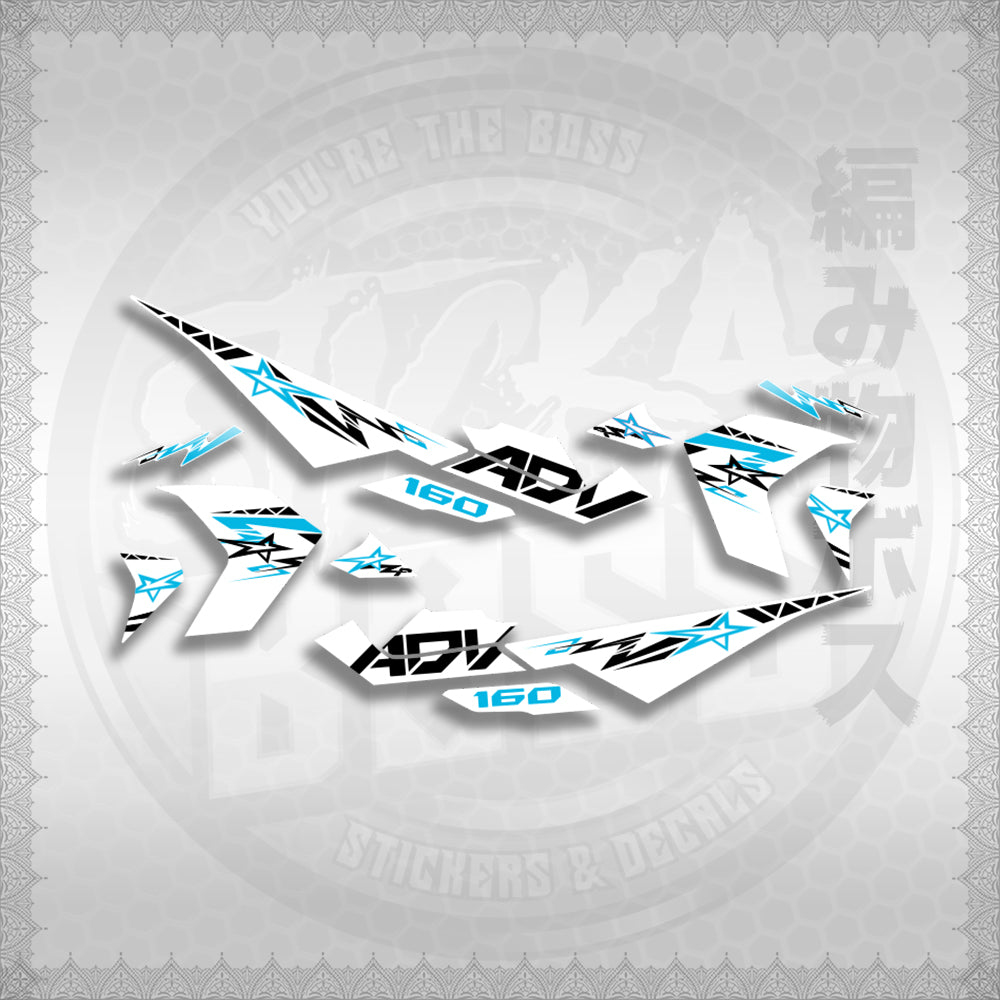 STICKER DECALS for ADV 160 (ALXOMINFOWH) By STICKABOSS (SOFIE LAMINATED WATERPROOF)