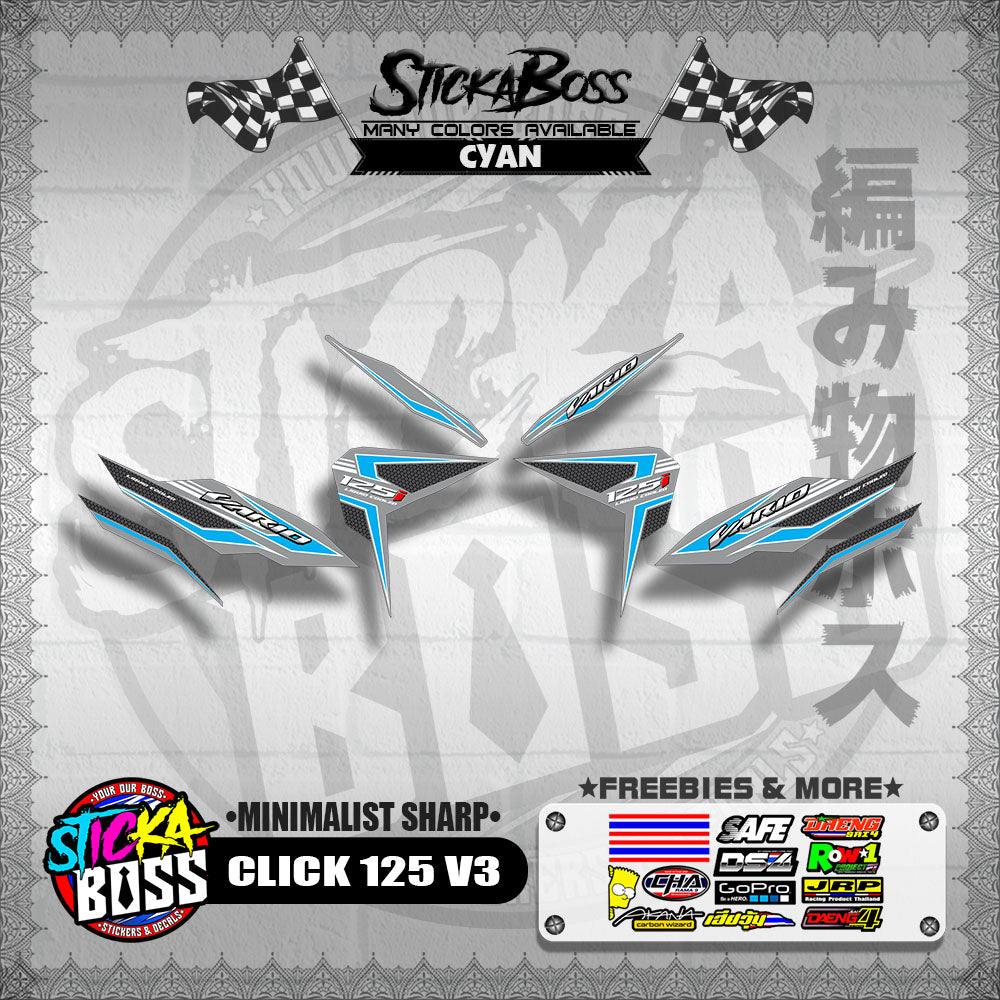 CLICK 125 V3 DECALS ( MINIMALIST SHARP )【WITH FREEBIES】
