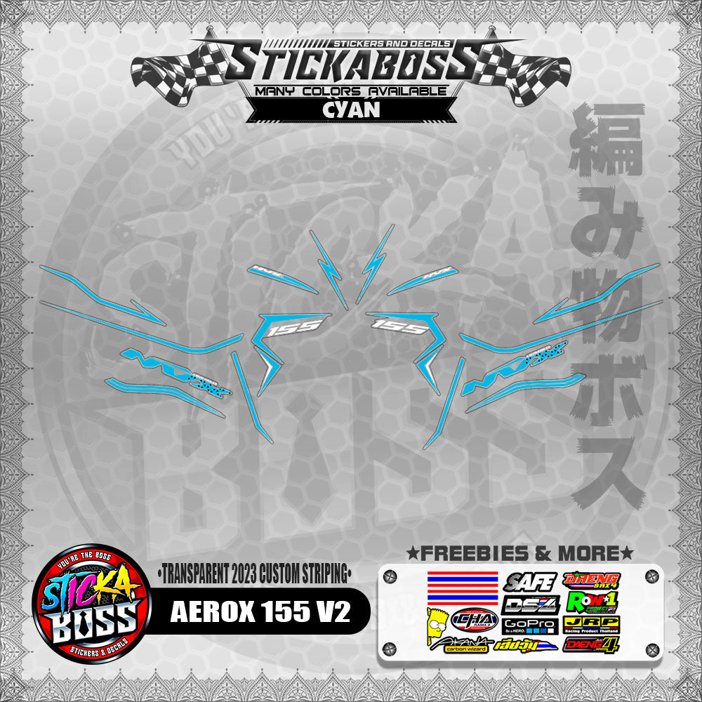 【PREMIUM UV PRINT】TRANSPARENT AEROX 155 V2 STICKER DECALS ( 2023 CUSTOM STRIPING )【WITH FREEBIES】