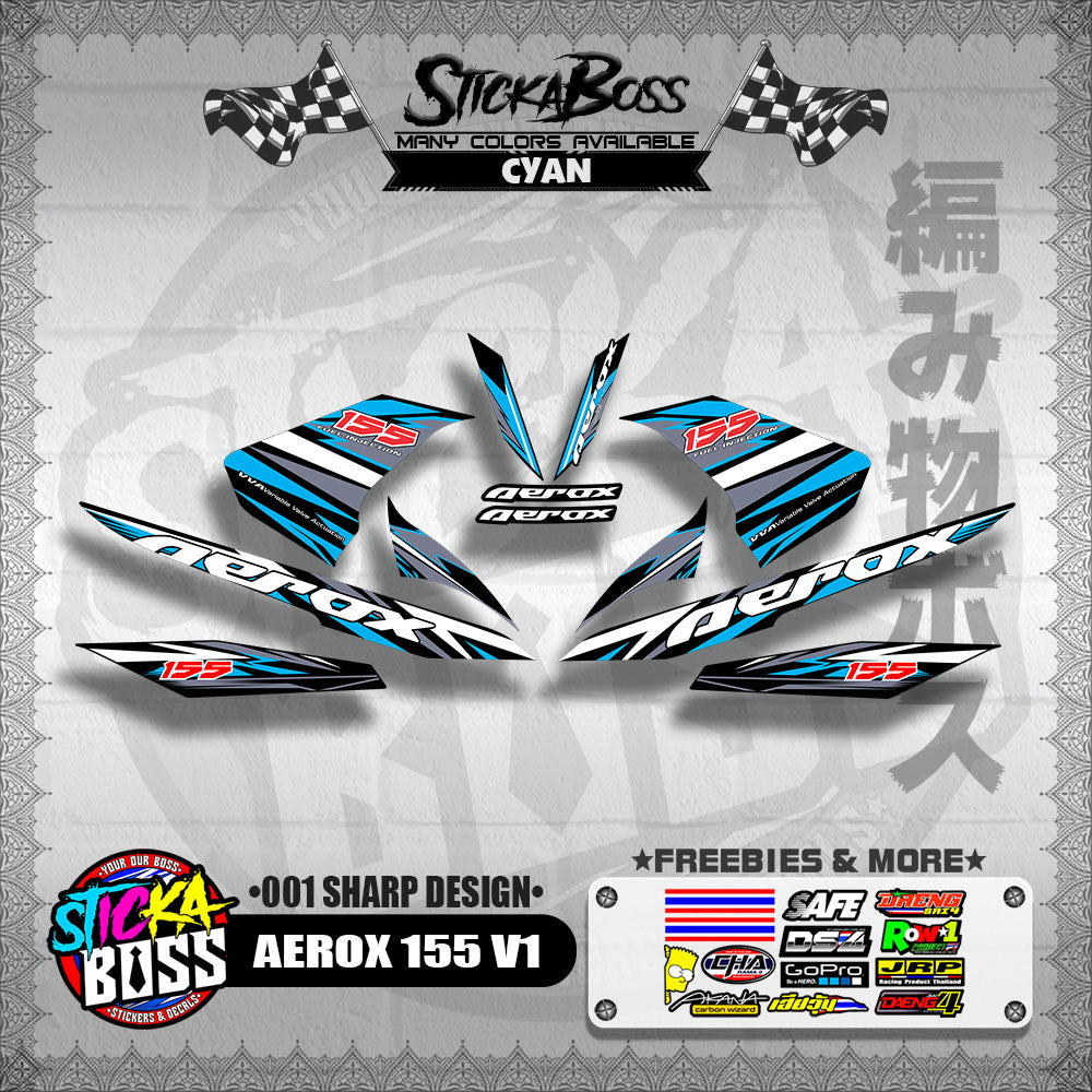 AEROX 155 V1 DECALS ( 001 SHARP DESIGN )【WITH FREEBIES】