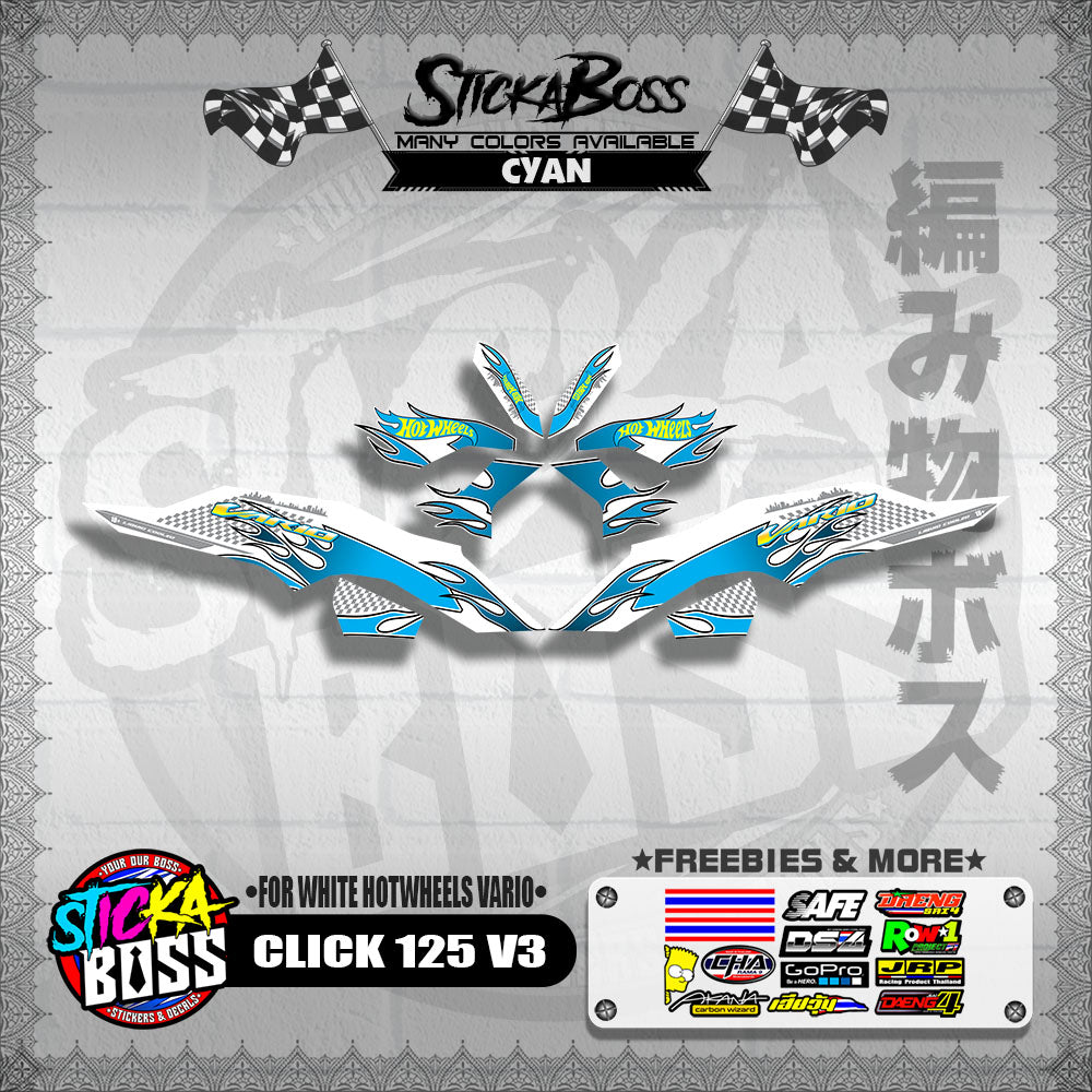 CLICK 125 V3 DECALS ( FOR WHITE HOTWHEELS VARIO )【WITH FREEBIES】