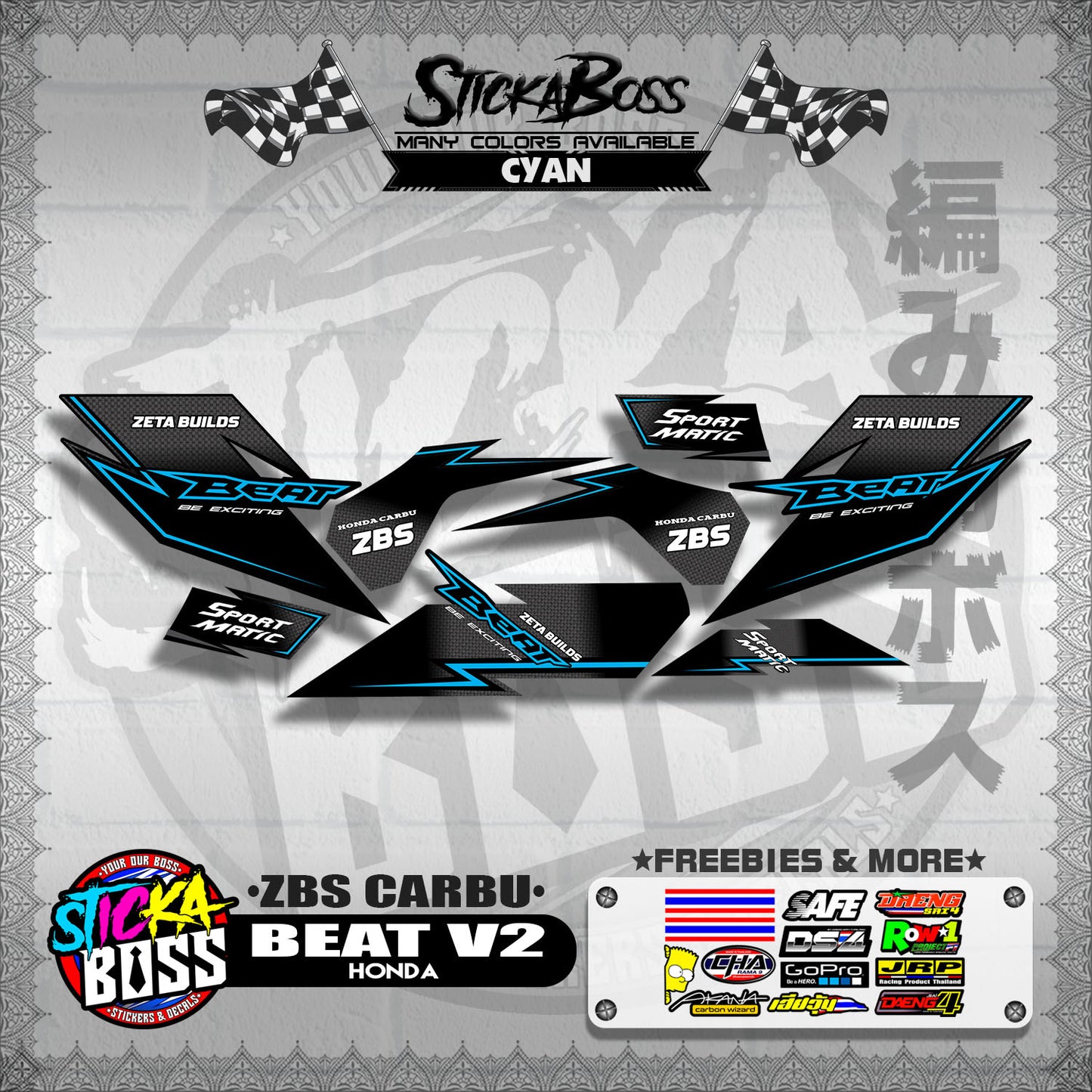 BEAT V2 DECALS ( ZBS CARBU )【WITH FREEBIES】