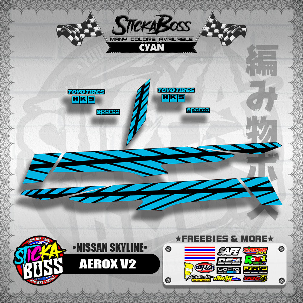 AEROX V2 DECALS ( NISSAN SKYLINE )【WITH FREEBIES】
