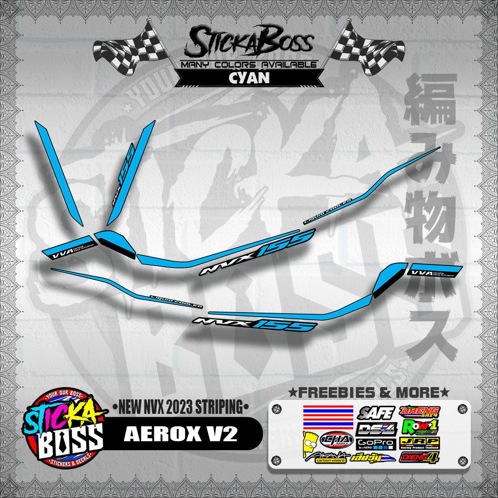 AEROX V2 MALAYSIAN DECALS ( NEW NVX 2023 STRIPING )【WITH FREEBIES】